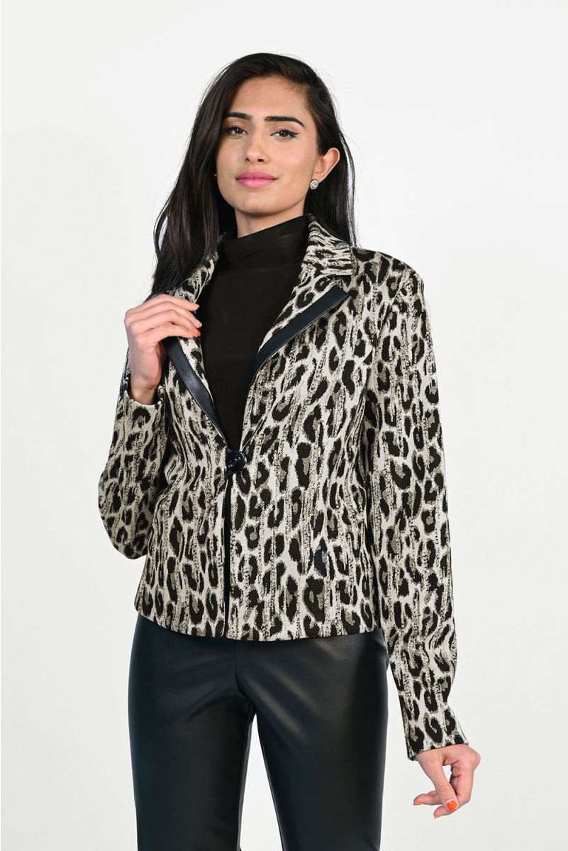 Frank Lyman - Fitted Animal Print Jacket - 223289 - Black/Gold - 50% Off