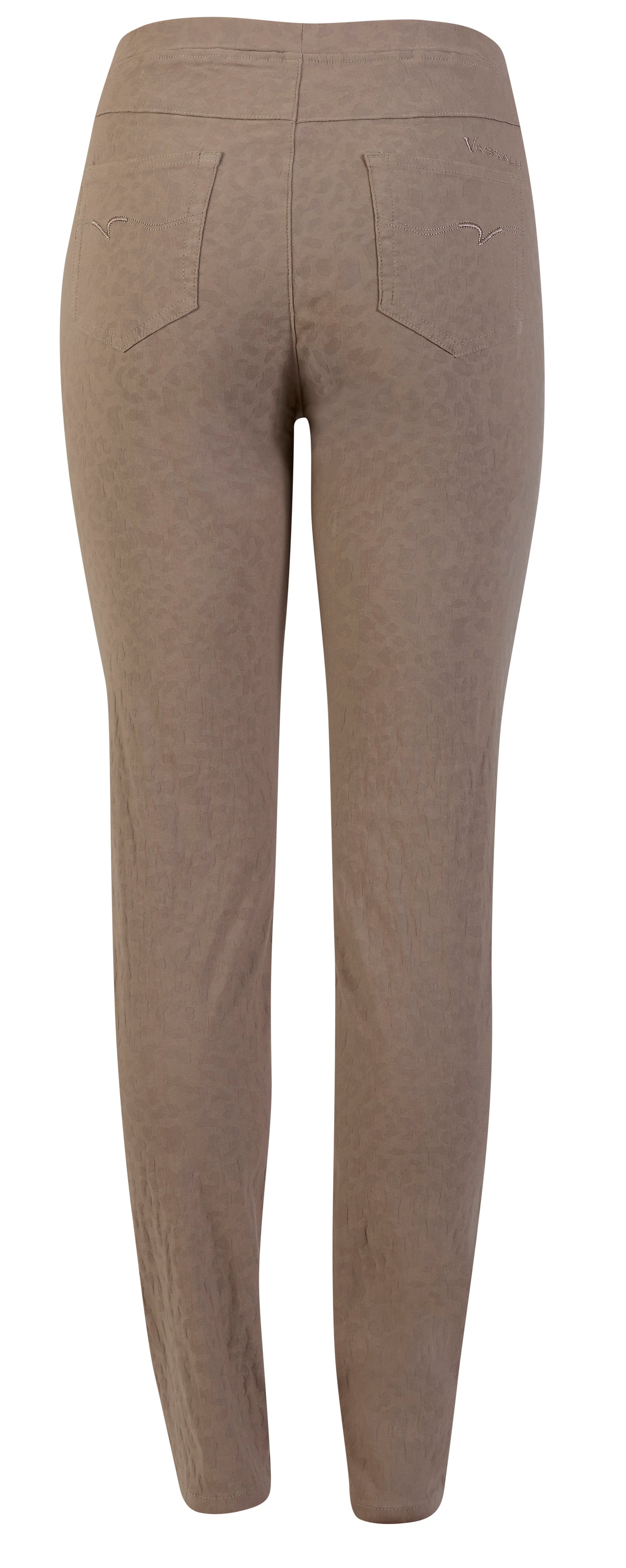 Vassalli Embossed Pull On Skinny Fit  - Self Pattern Pant - Style 230AF - 5 Colourways - INSTORE