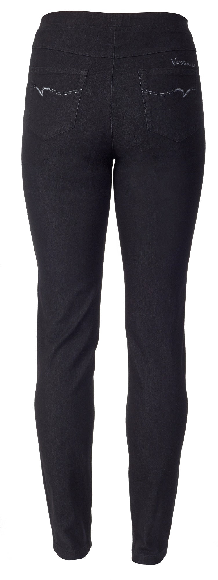 Vassalli - Slim Leg Full Length Denim Pull On - 234DN - Black Denim