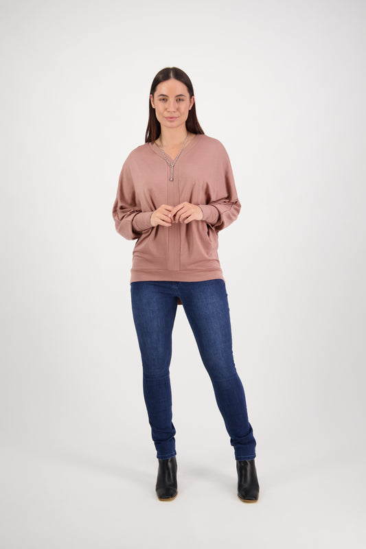 Vassalli - Merino Batwing Top - Style 4136 - Bloom 50 % Off