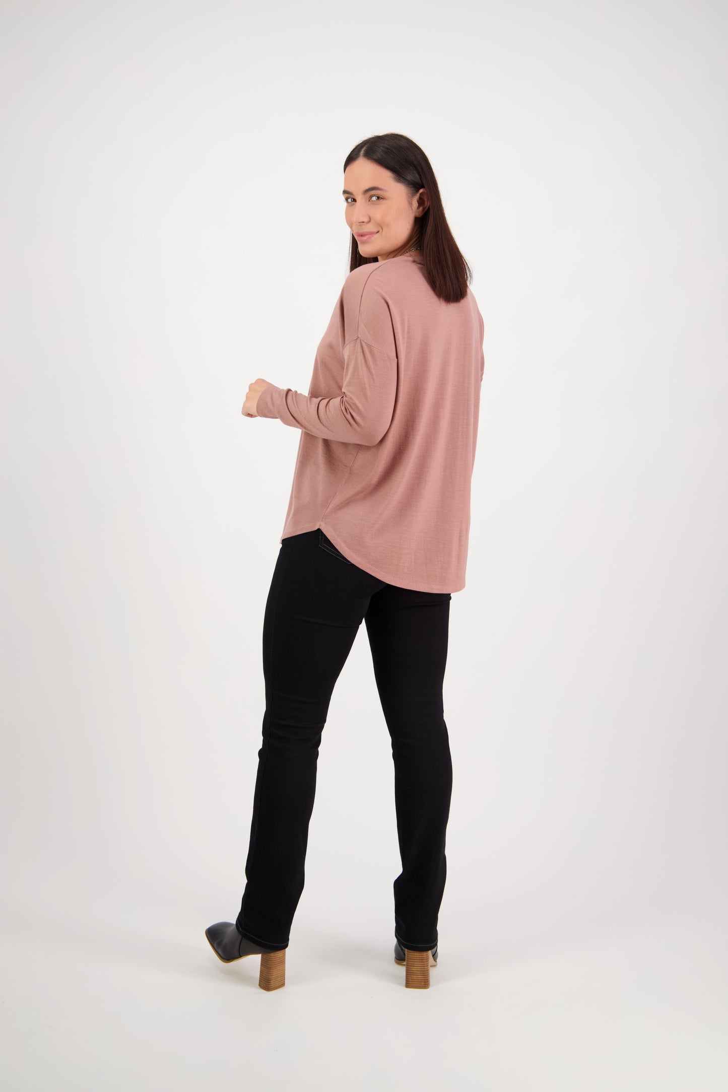 Vassalli - Merino Top with Rounded Hem - Style 4350 - Bloom