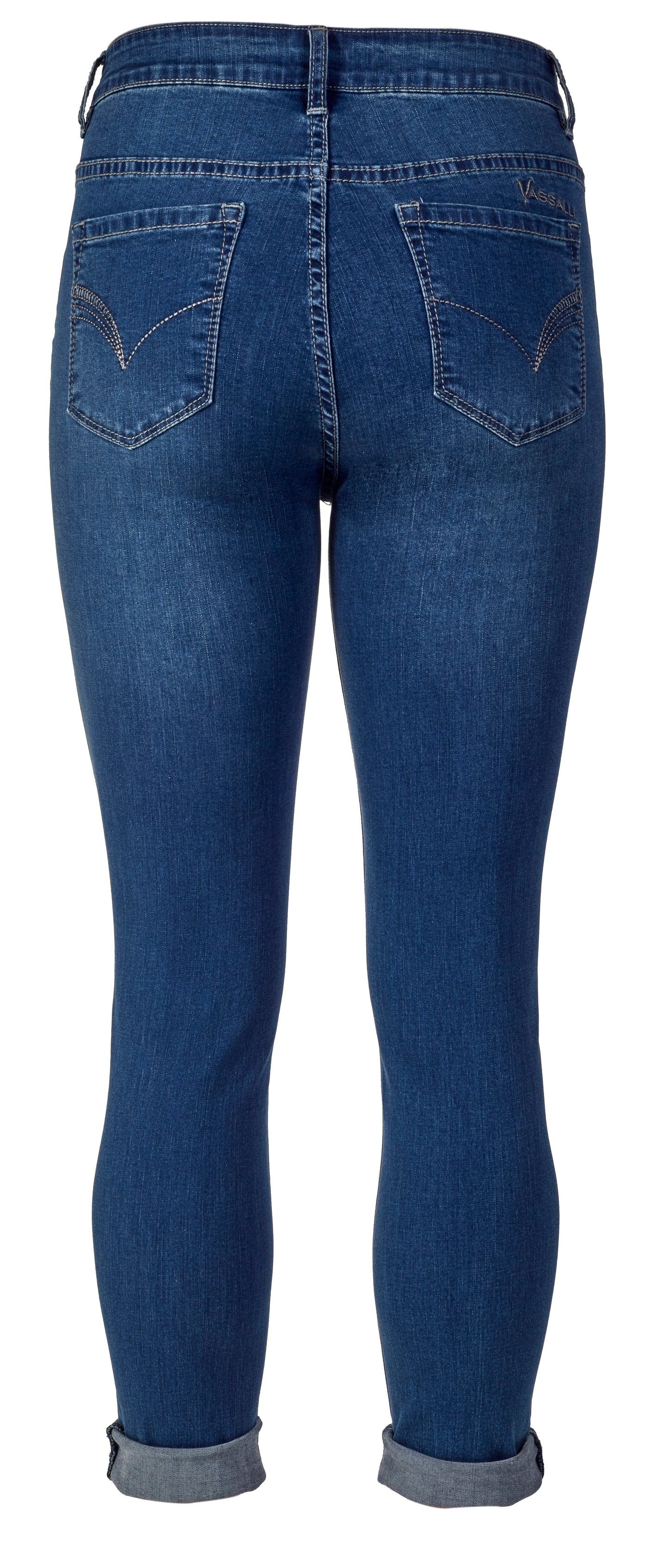 Vassalli - Skinny Leg Ankle Grazer Jean With Folded Cuff - Style 5807 - Blue Denim INSTORE