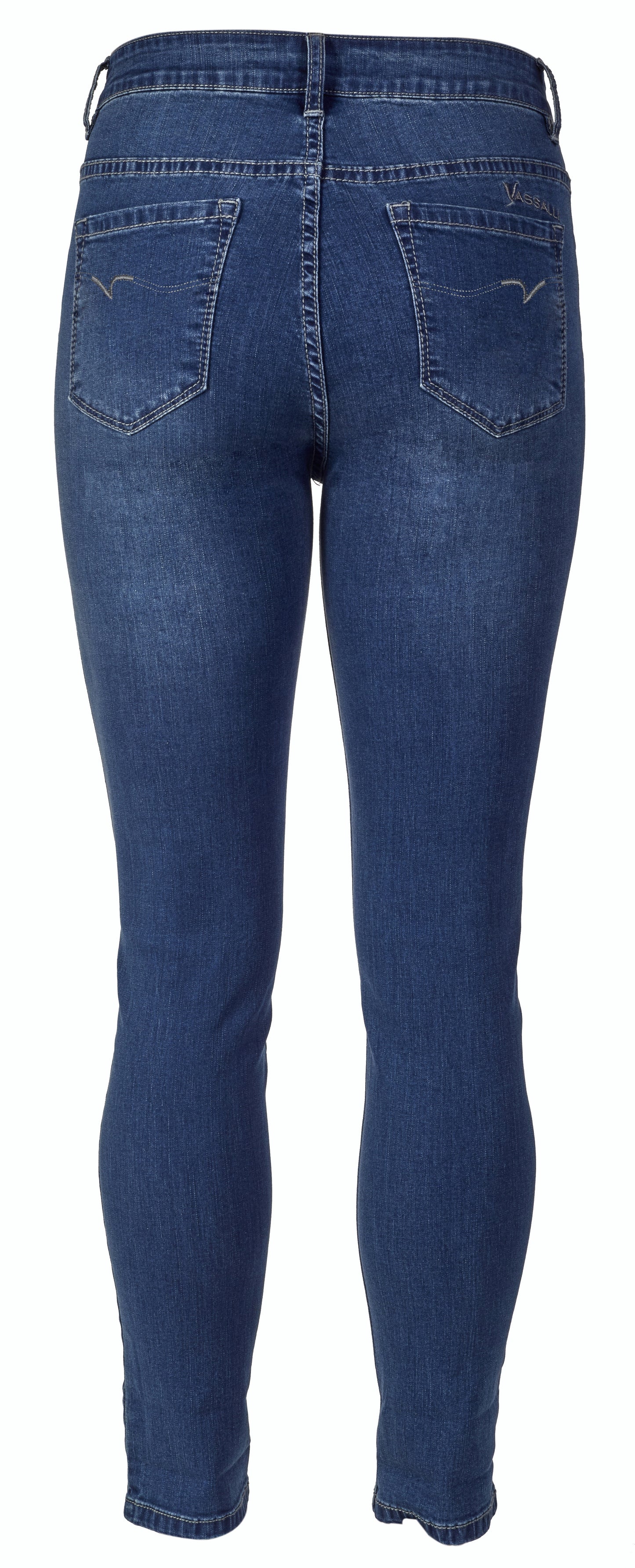 Vassalli - Skinny Leg Ankle Grazer Jean With Folded Cuff - Style 5807 - Blue Denim INSTORE