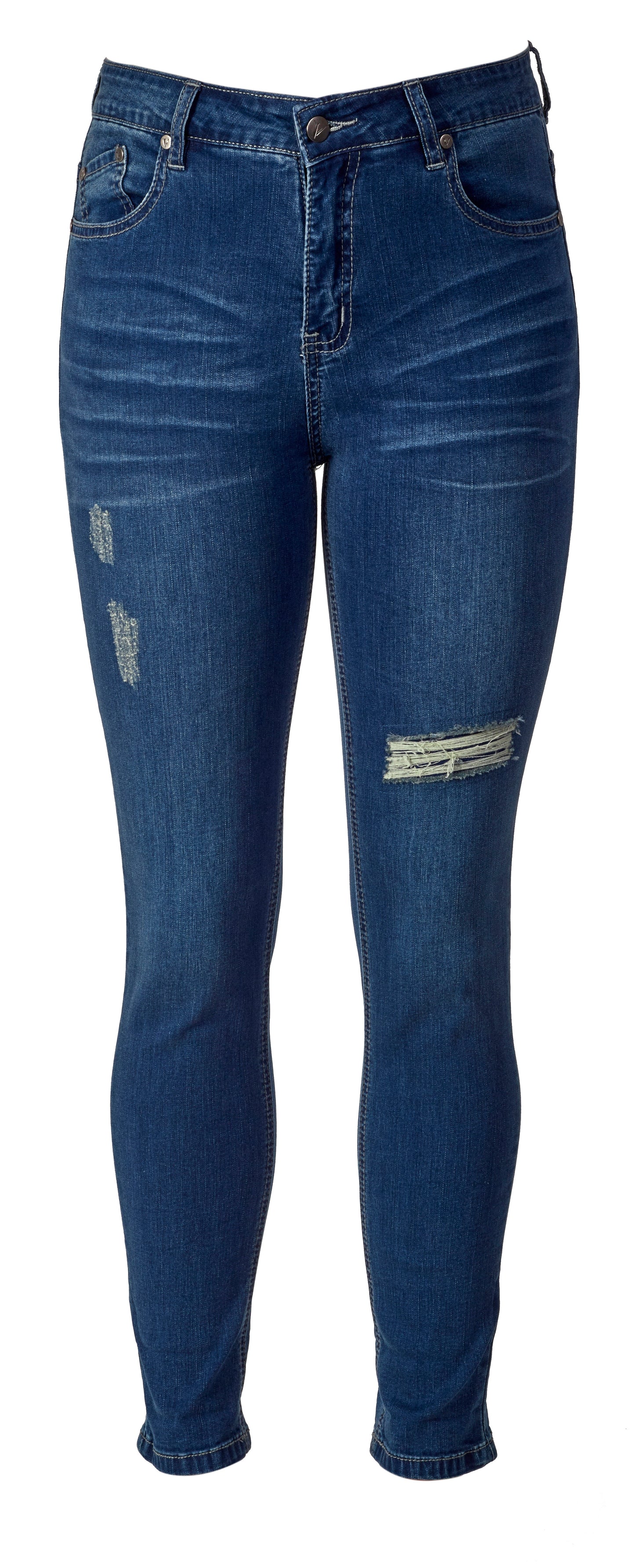 Vassalli - Skinny Leg Ankle Grazer Jean With Folded Cuff - Style 5807 - Blue Denim INSTORE