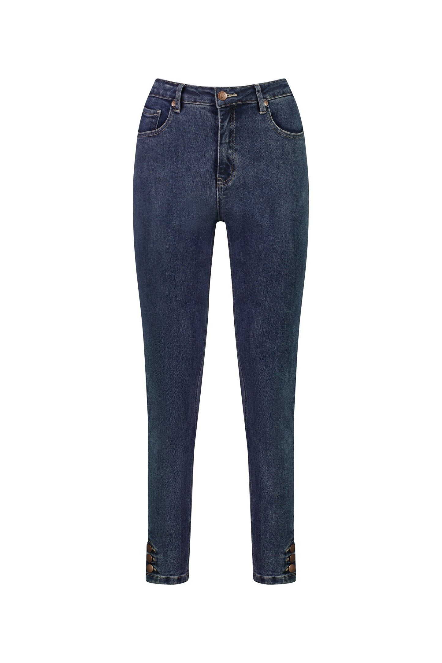 Vassalli - 5947 Ankle Grazer Jeans with Cuff Button - Indigo Wash INSTORE