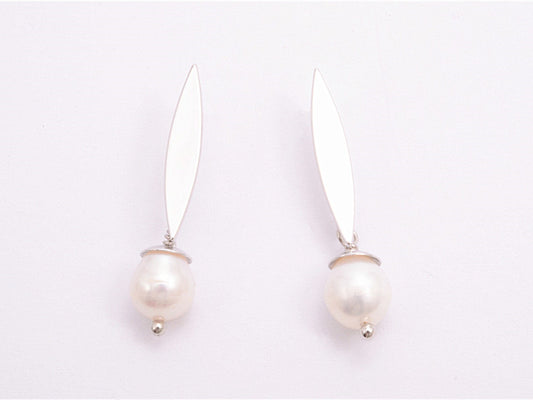 Pearl Drop Earrings - MSE1019 - White