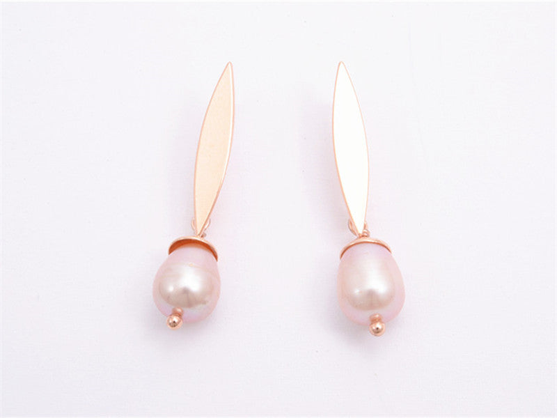 Pearl Drop Earrings - MSE1020 - Pink