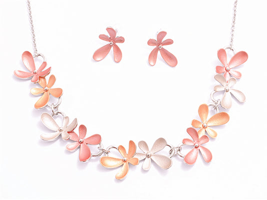 Orange Flower Necklace Set - NC3371
