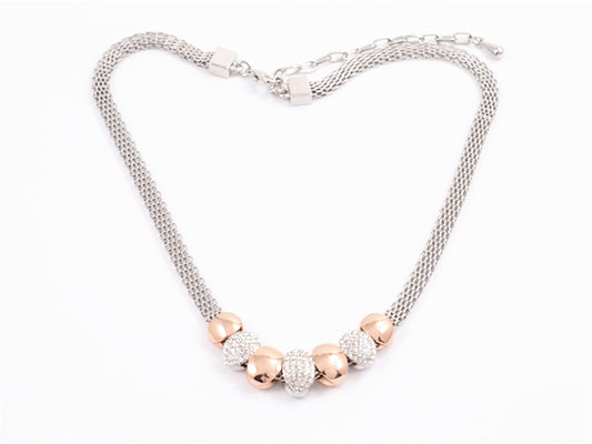 Rose Gold and Rhodium Beads Necklace - NC3490