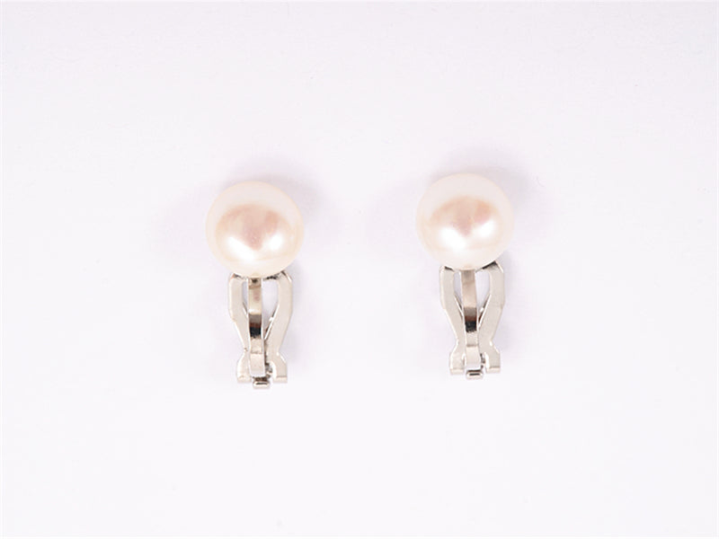 8mm White Pearl Clip-on Earrings - PL0361