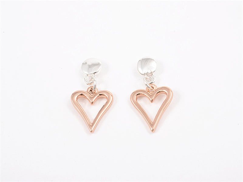 Rose Gold Heart Earrings - MSE1228