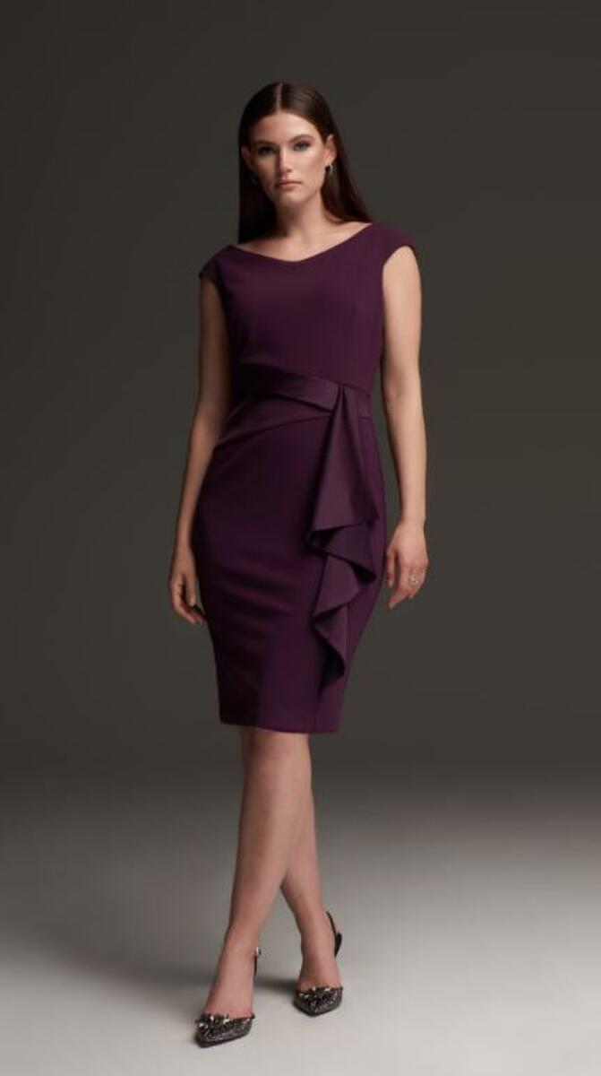 Joseph Ribkoff - Draped Front Dress - Style 213722 - Amethyst 1 x 10 left