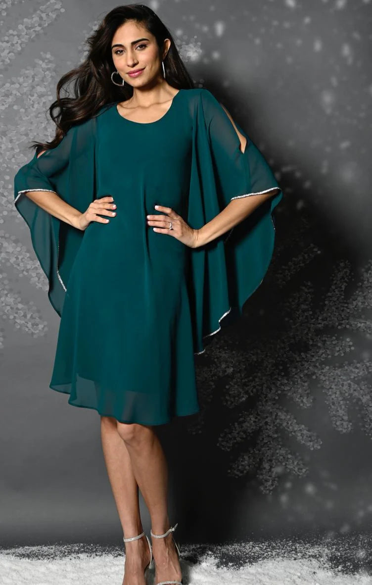 Chiffon Overlay Dress Spruce – Penelope’s of Otaki