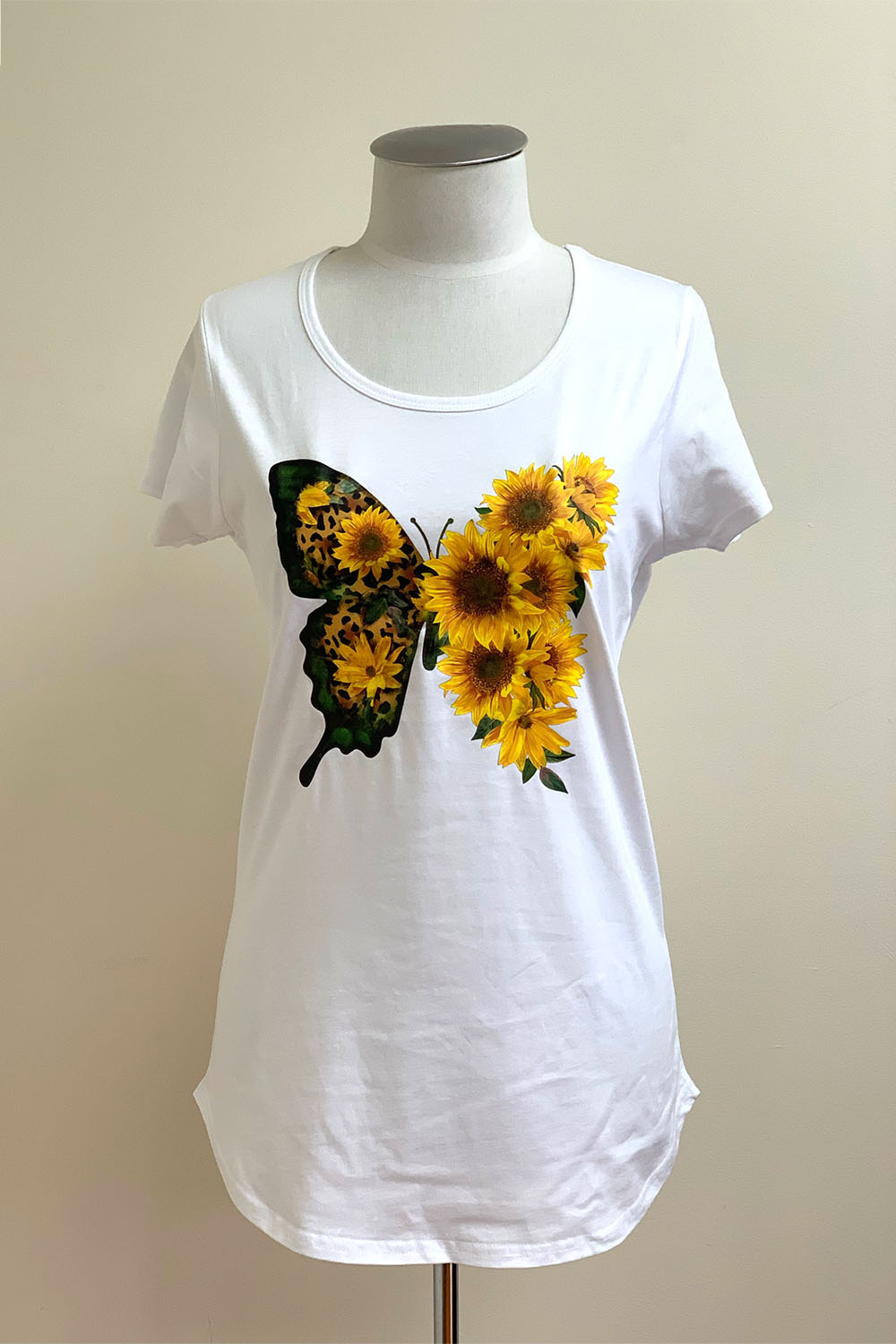 Bittermoon - Yellow Flower Print Tee - T227 White  - 50% Off