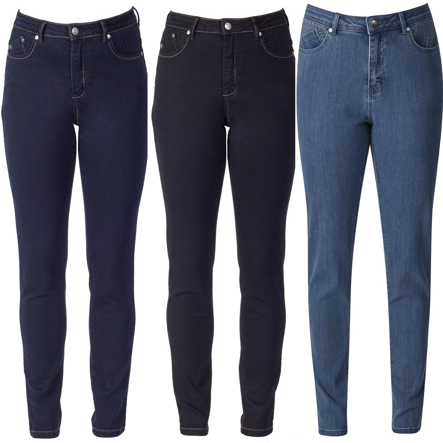 Vassalli - Denim - Style 5535 Basket Weave Pocket Jeans - 3 Colourways