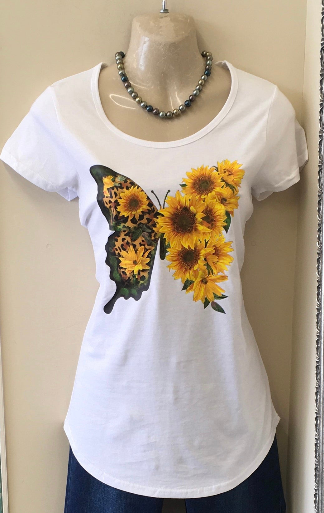 Bittermoon - Yellow Flower Print Tee - T227 White  - 50% Off